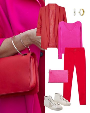 Fuchsia and red outfit