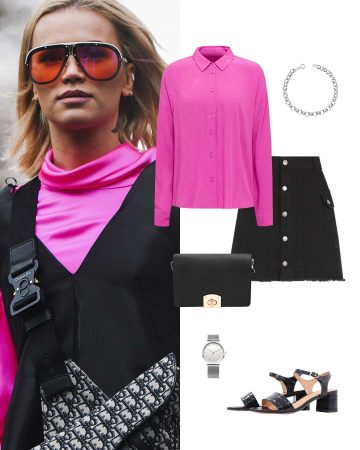 Fuchsia and black outfit