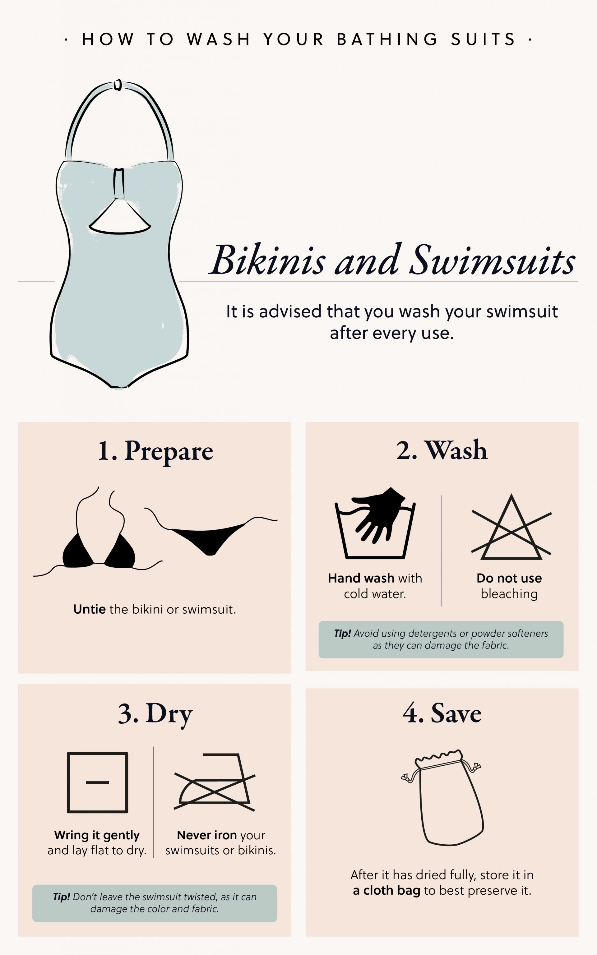 how to wash bikinis and swimsuits